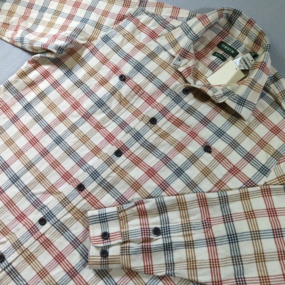 Orvis Mens Perfect Flannel Shirt XL Classic Fit Plaid Cotton Pockets NWT